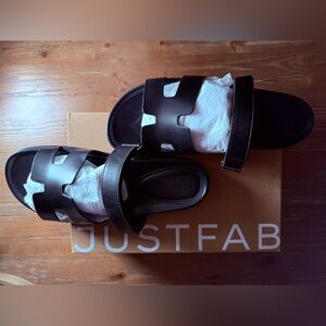 JustFab Black Slide Sandals